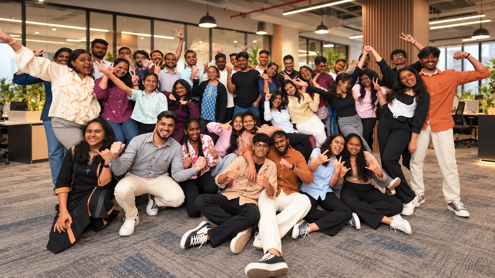 The RevAlpha and Hospitality Minds team celebrating together in the office